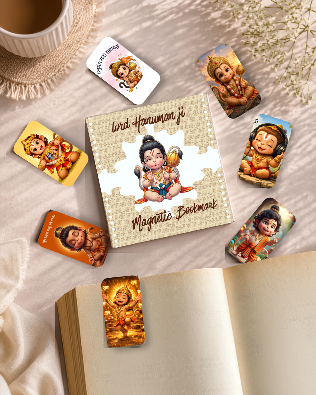Load Hanuman ji  Magnetic Bookmark – Pack of 6 (12 Divine Designs)