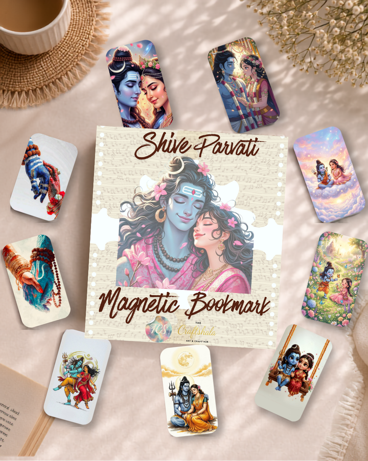 Shiv Parvati Magnetic Bookmark – Pack of 6 (12 Divine Designs)