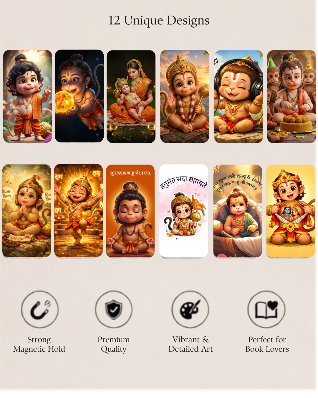 Load Hanuman ji  Magnetic Bookmark – Pack of 6 (12 Divine Designs)