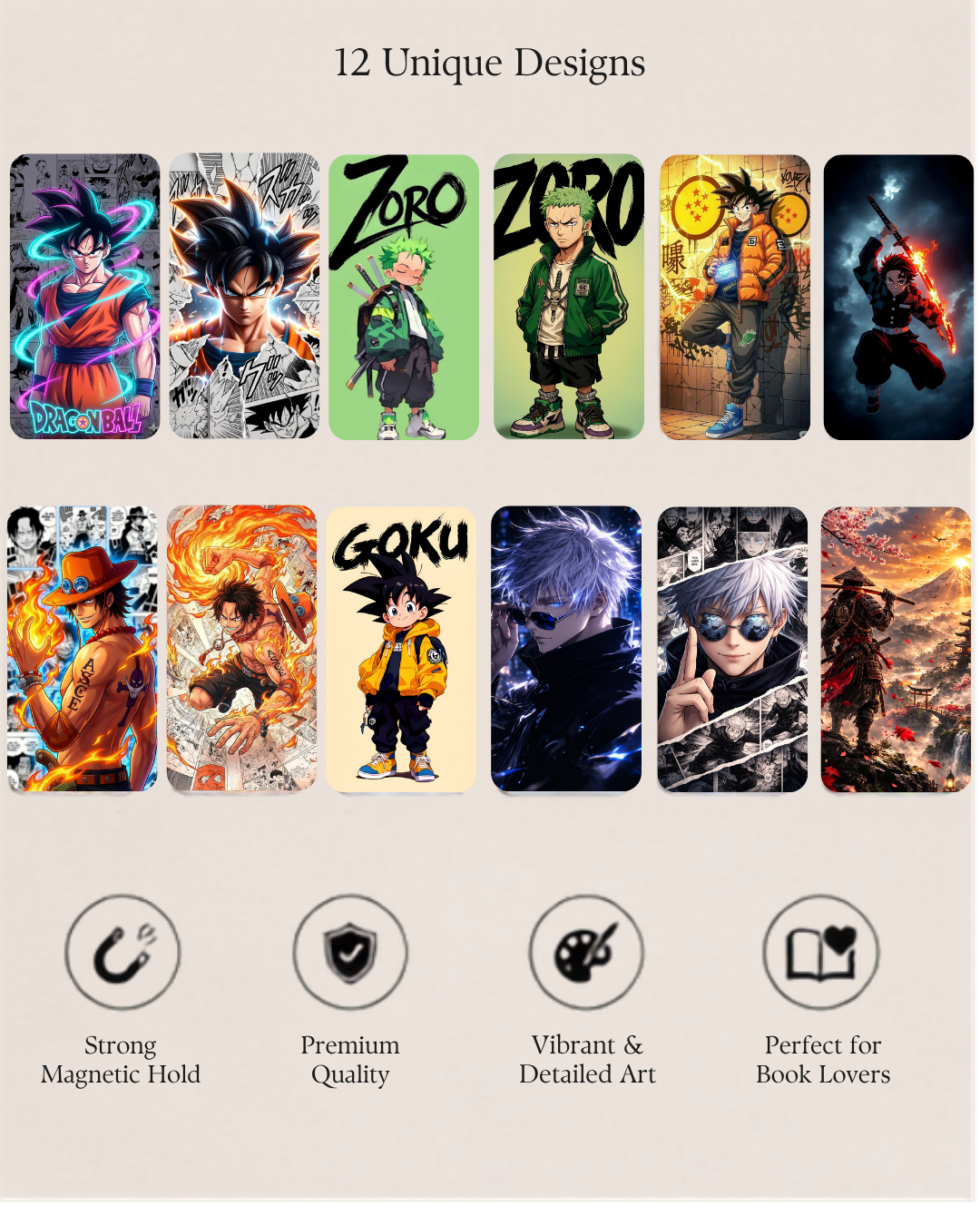 Anime Magnetic Bookmark – Pack of 6 (12 Designs)