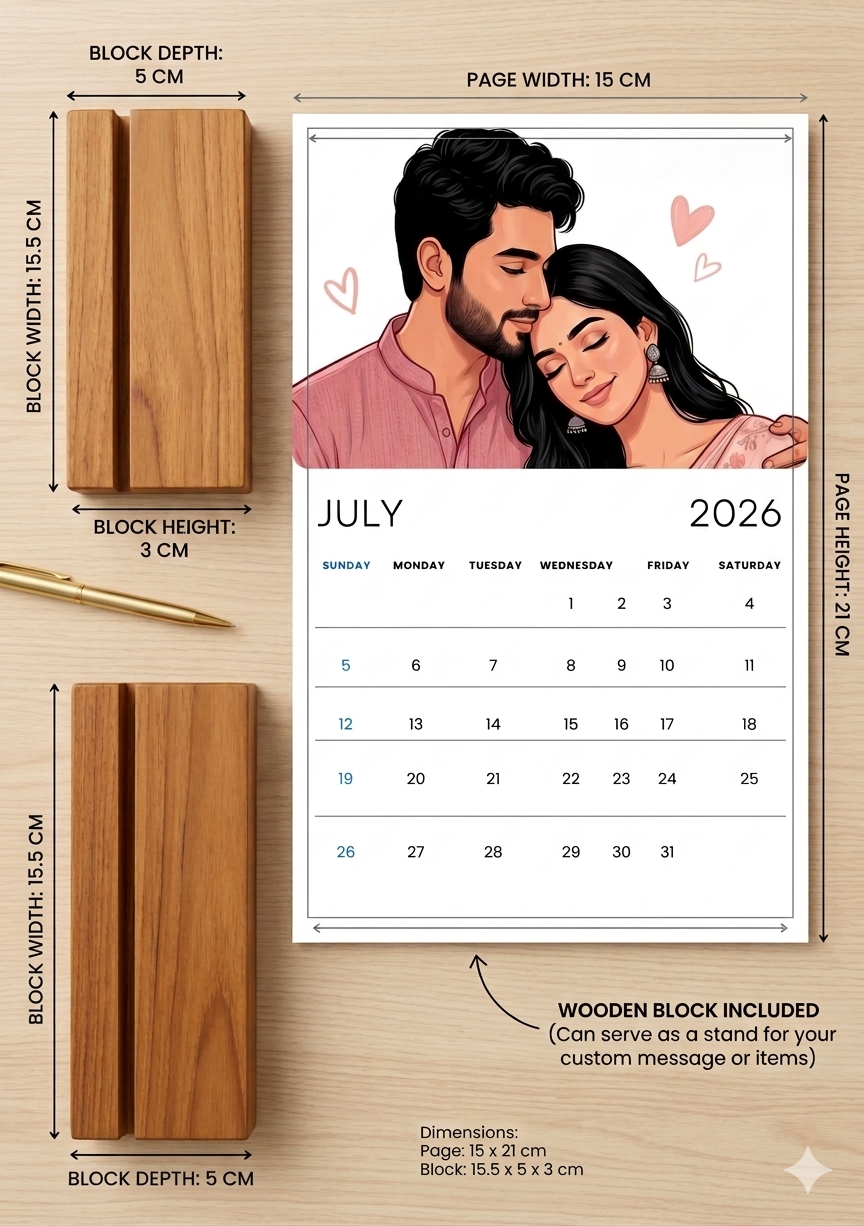 Couple Desk Calendar 2026