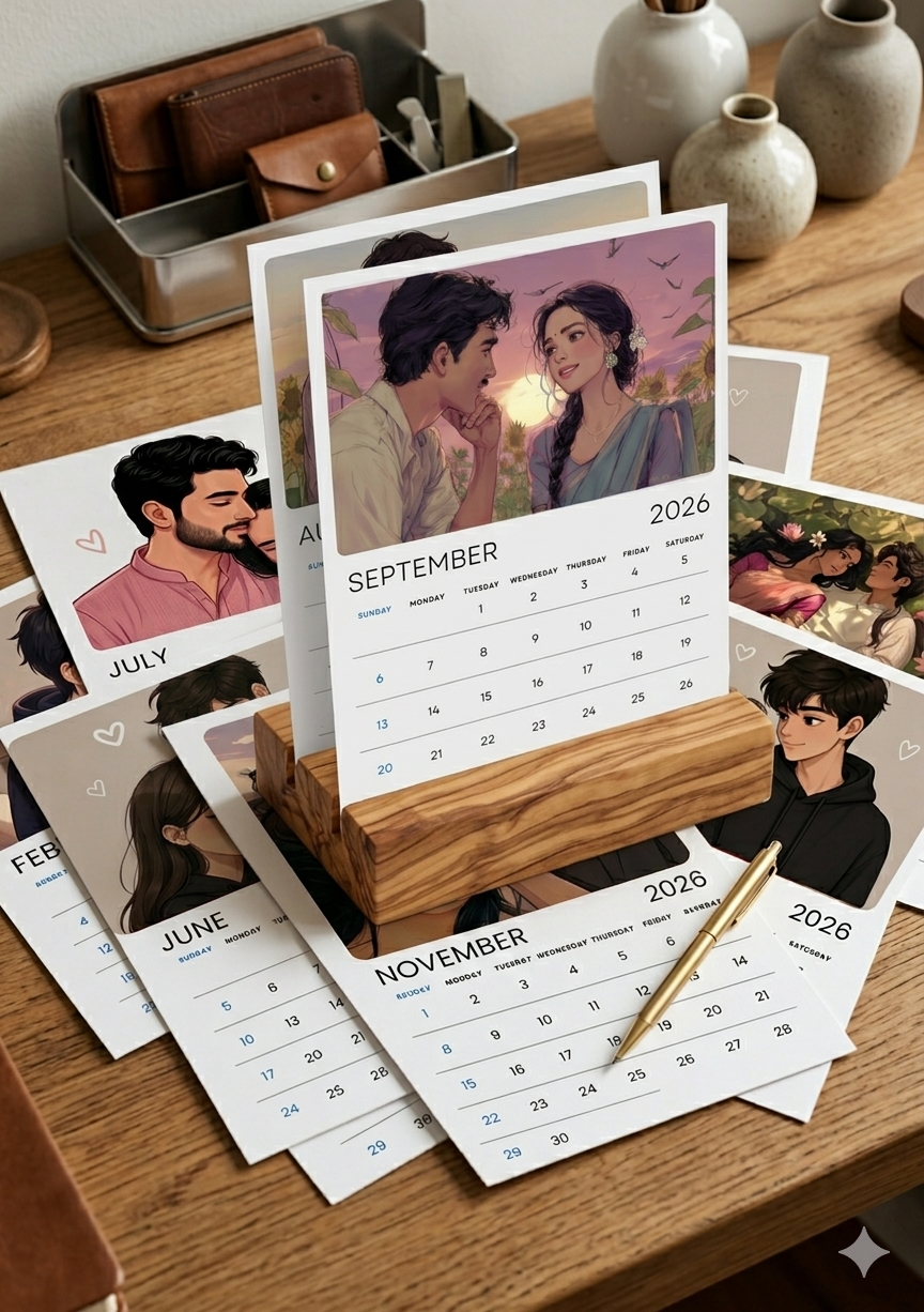 Couple Desk Calendar 2026