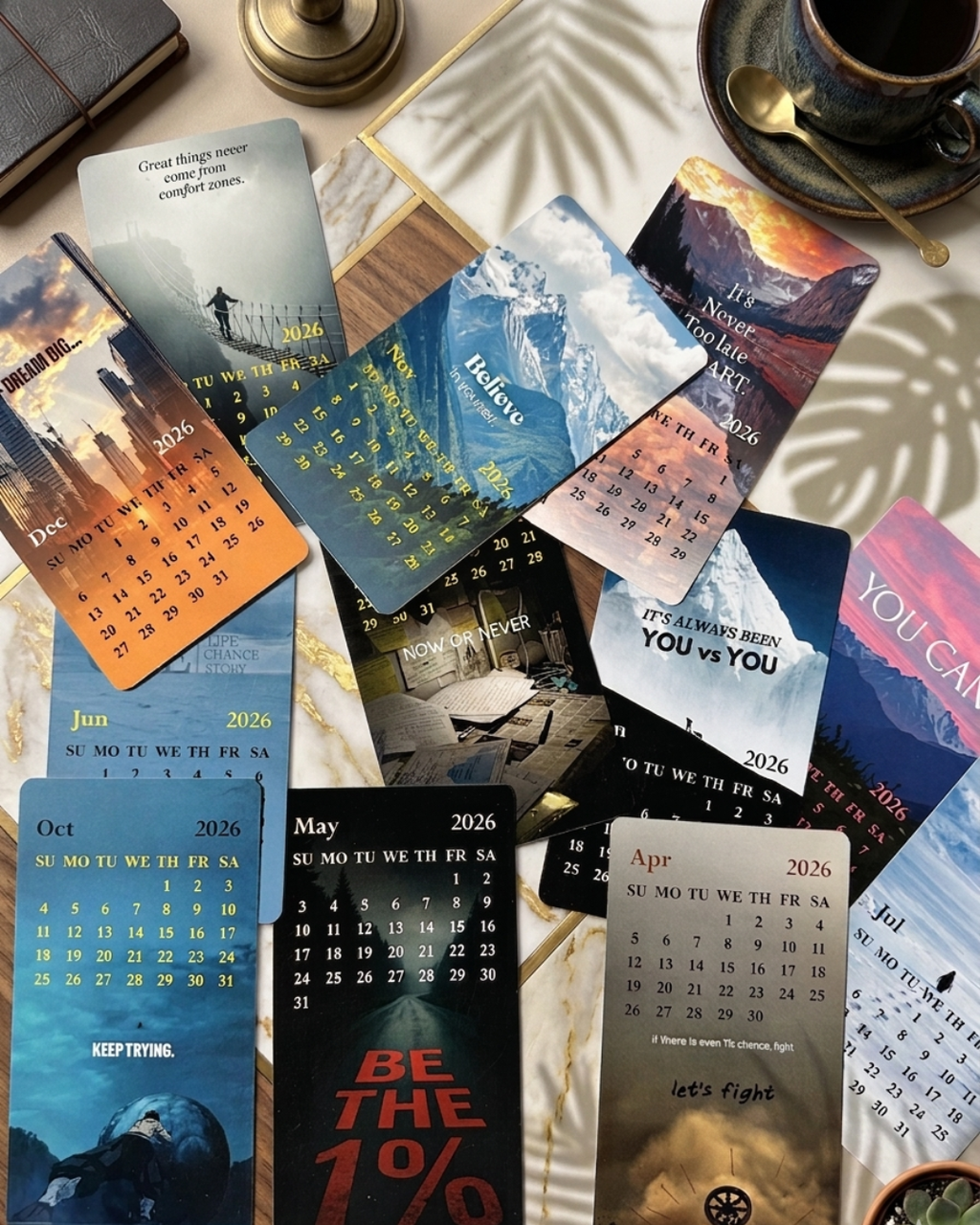 Motivational Quotes Mini Desk Calendar 2026