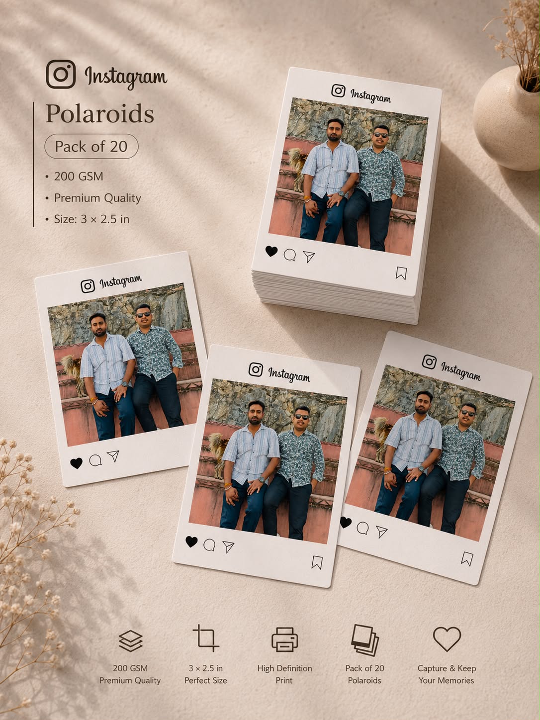 Customize Insta Polaroid Sticker  (Pack of 20)